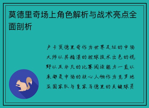 莫德里奇场上角色解析与战术亮点全面剖析